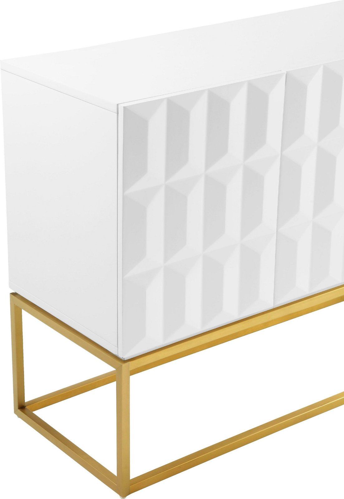 Sideboard »Alais« 3D-Optik weiß und goldfarbenem Metallgestell