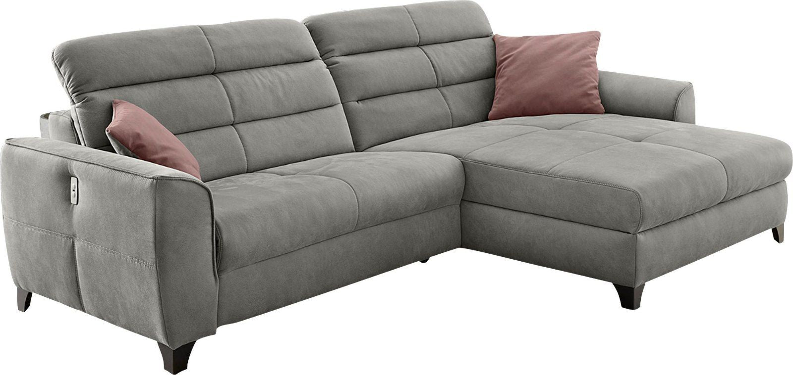 Ecksofa Double One L-Form, 2 x 120cm, elektrische Relaxfunktion, in hellgrau