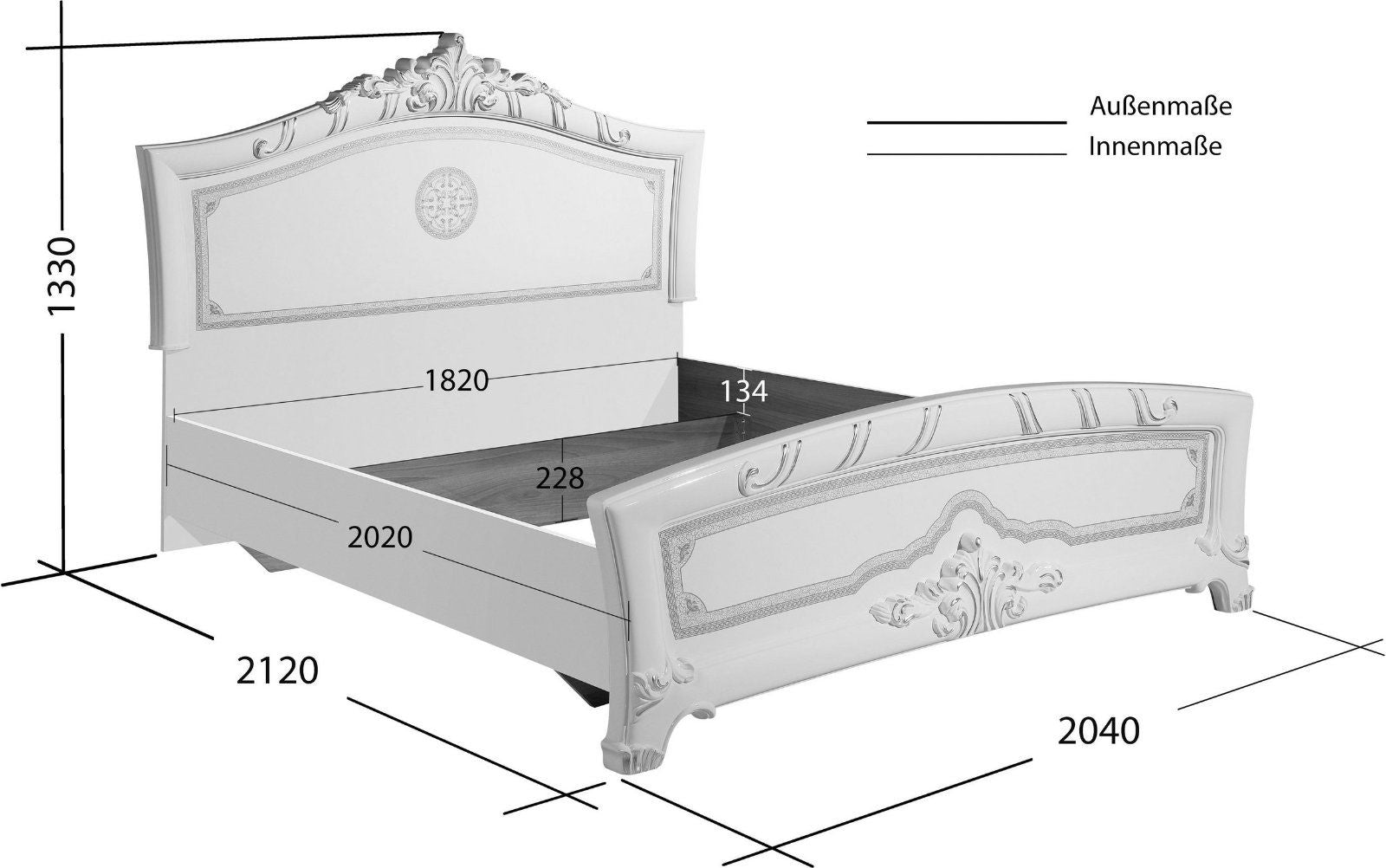 Schlafzimmer-Set GRETA, 6-tlg italienischem Barock-Klassikstil