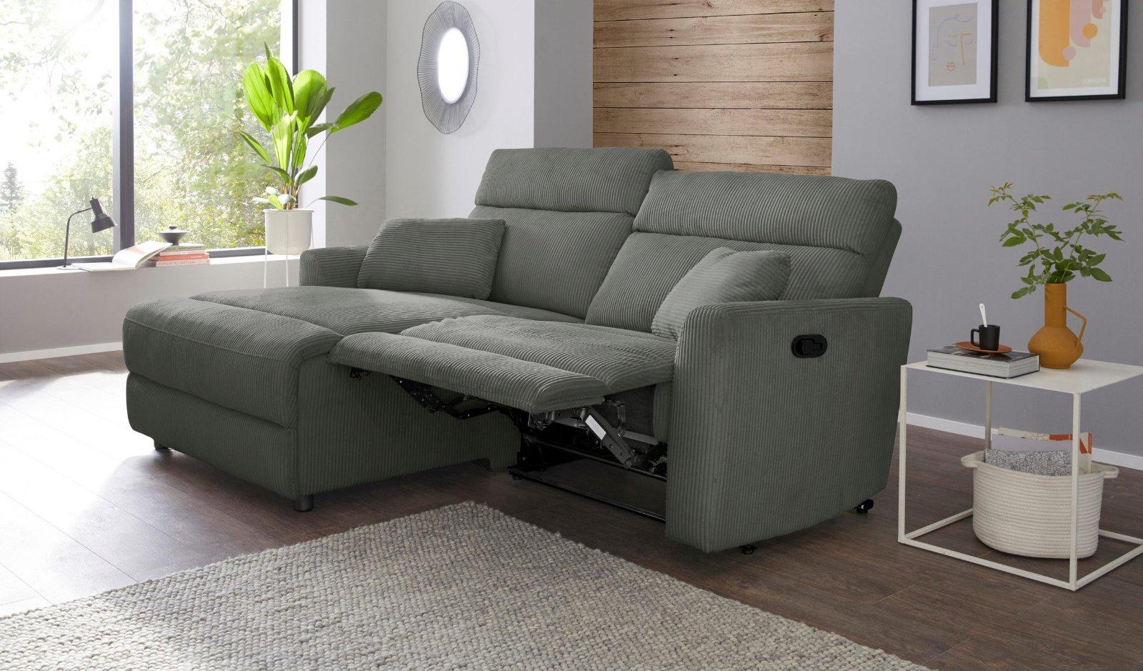Ecksofa »JENNA« mit Relaxfunktion in anthrazit Federkern, Cord