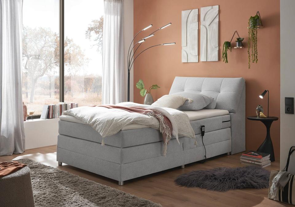 Boxspringbett »Toulouse« inkl. Motor, inkl. Stauraum im Kopfteil