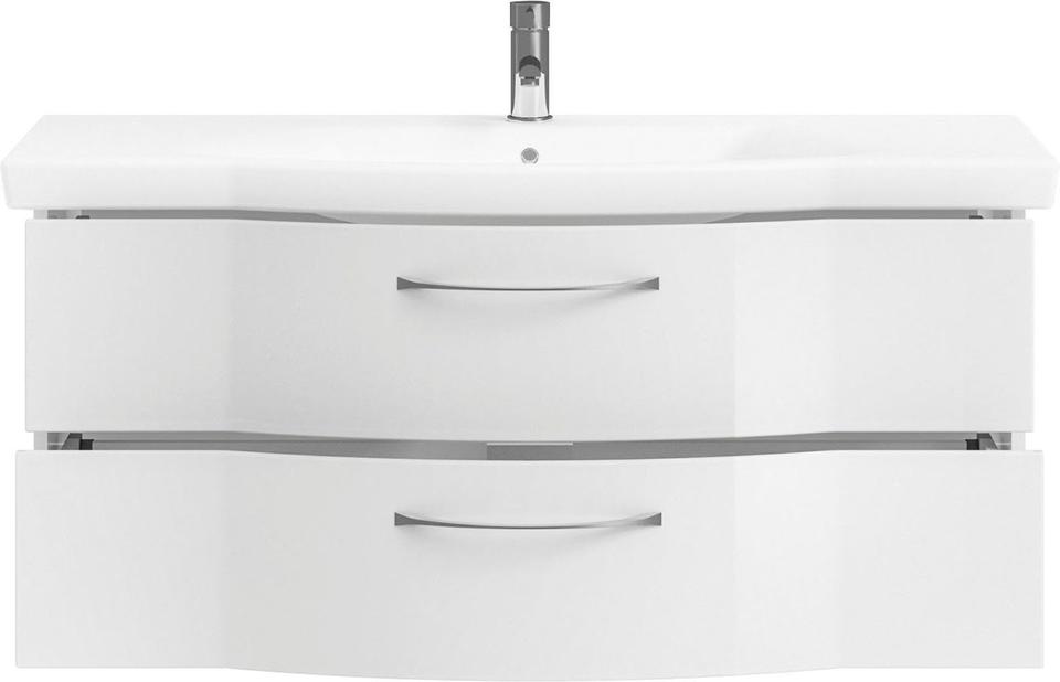 Badmöbel-Set 6005 Sprint mit LED 122 cm breit Weiß Hochglanz