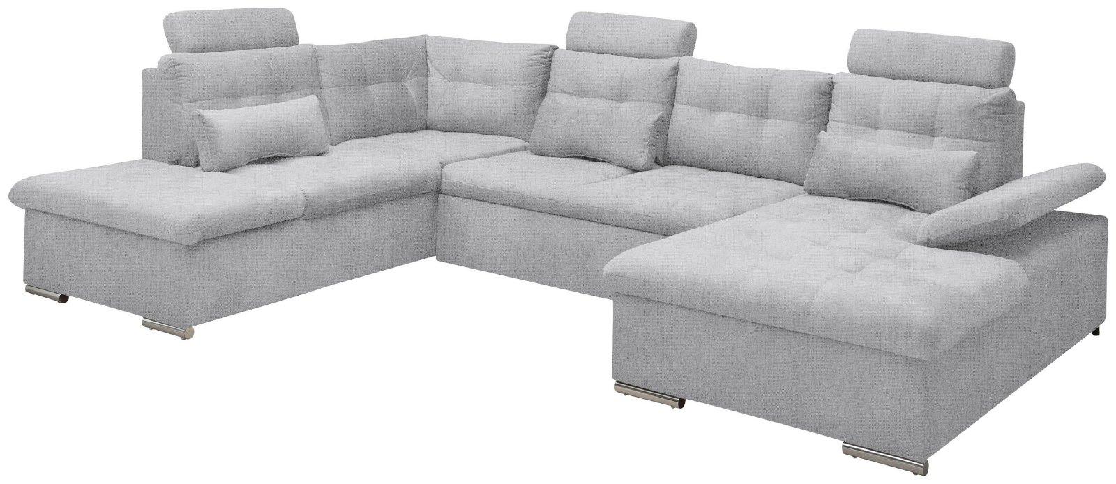 Wohnlandschaft Jakarta U-Form in hellgrau webstoff