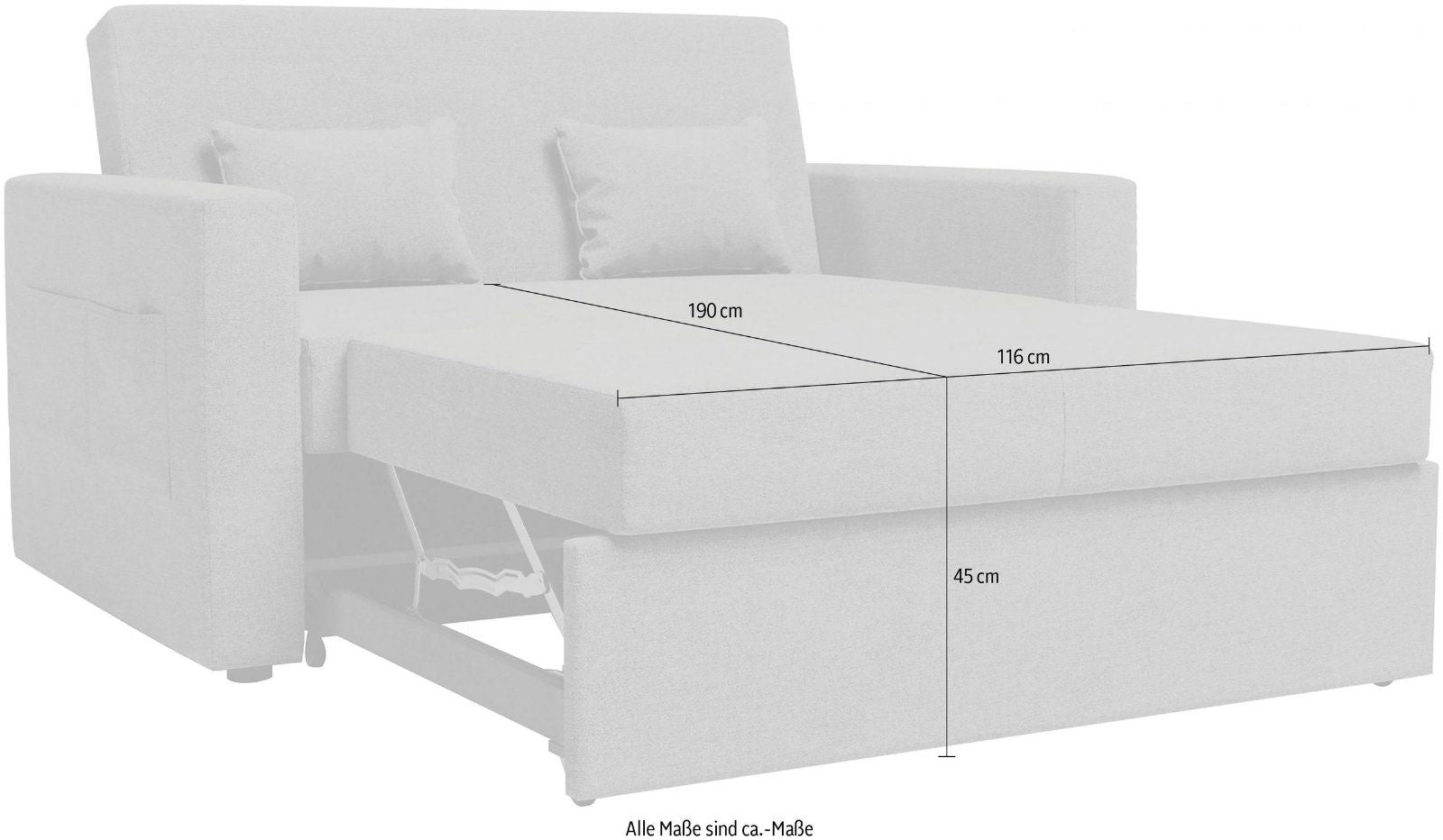 Schlafsofa Ravena mit Bettfunktion, Webstoff beige