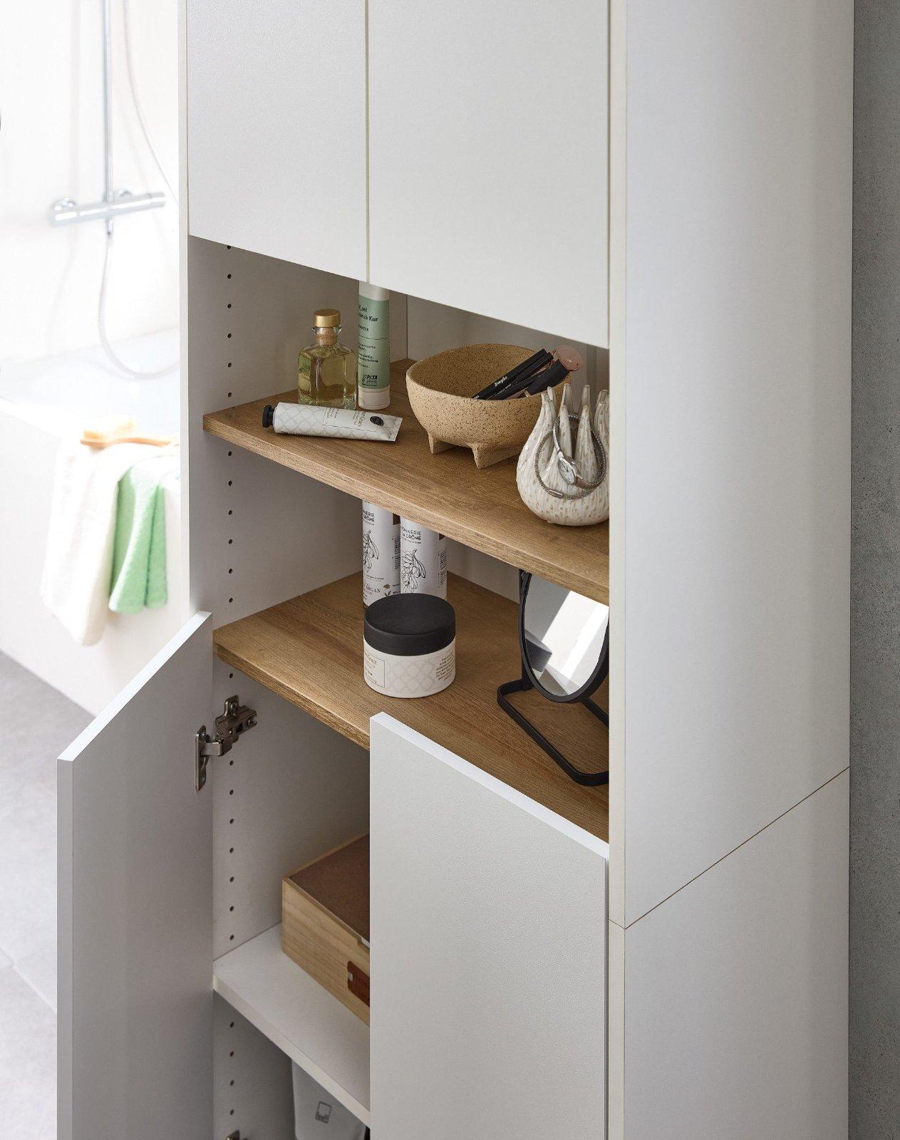 SAPHIR Hochschrank Quickset 100, Badschrank Weiß Glanz