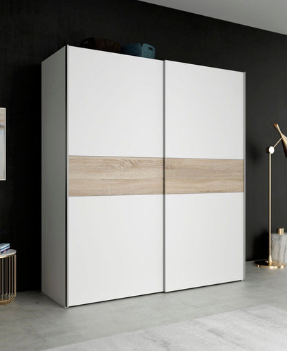Schwebetürenschrank Longline in weiß/sonoma eiche