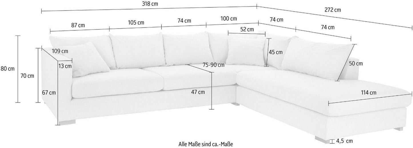 Home&Living Ecksofa »Arles« in Struktur beige mit Hocker