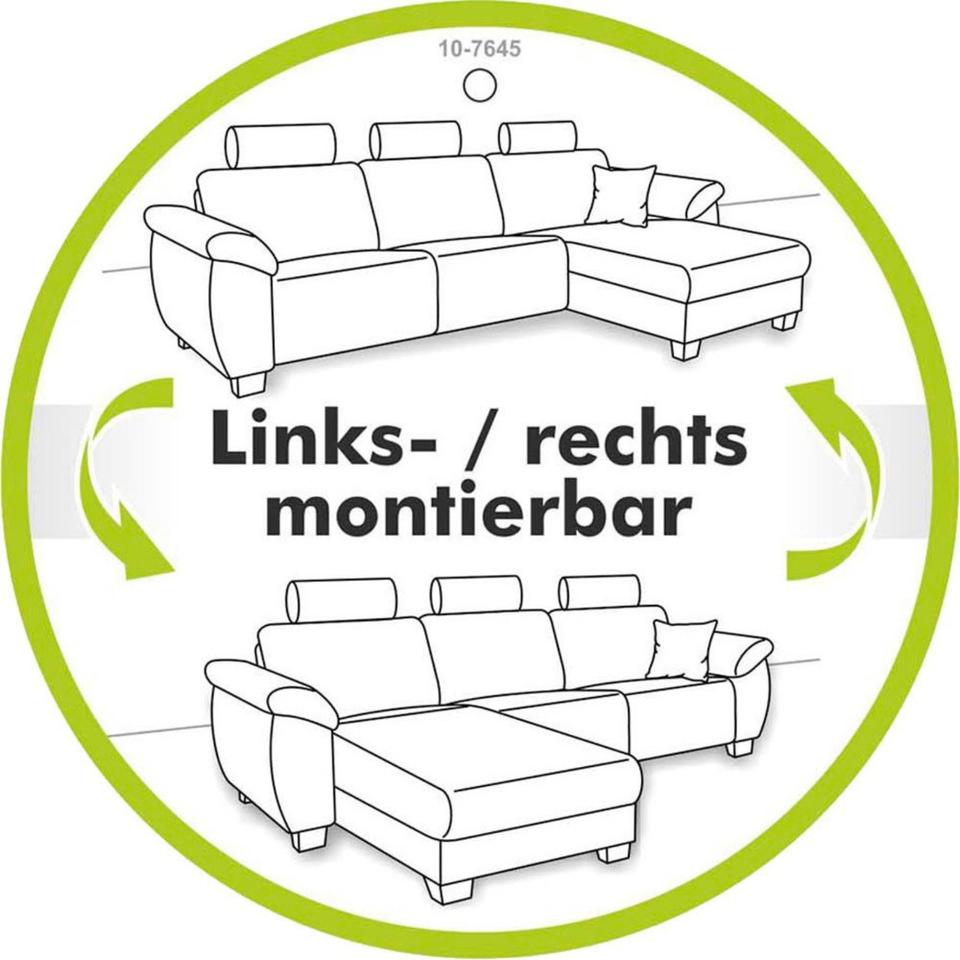 Ecksofa »Le Mans« mit elektr.Sitztiefenverstellung 30cm anthrazit