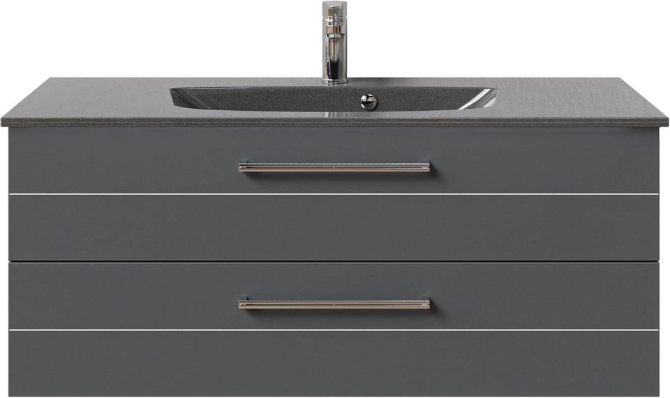 Waschtisch 6025 Mineralmarmor-Waschtisch Quarzgrau Hochglanz