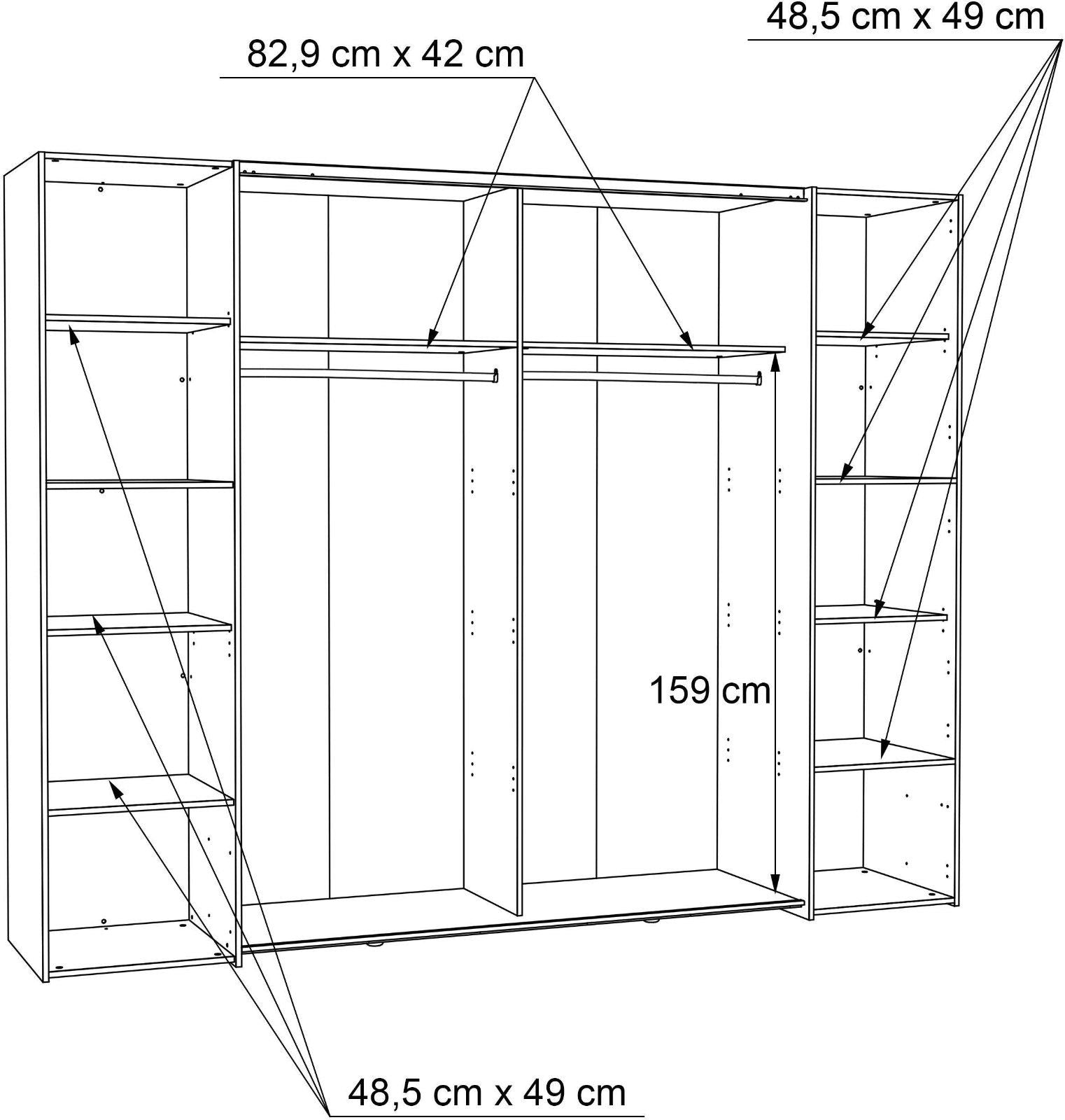 Dreh-/Schwebetürenschrank »Narago« 270cm Weiß