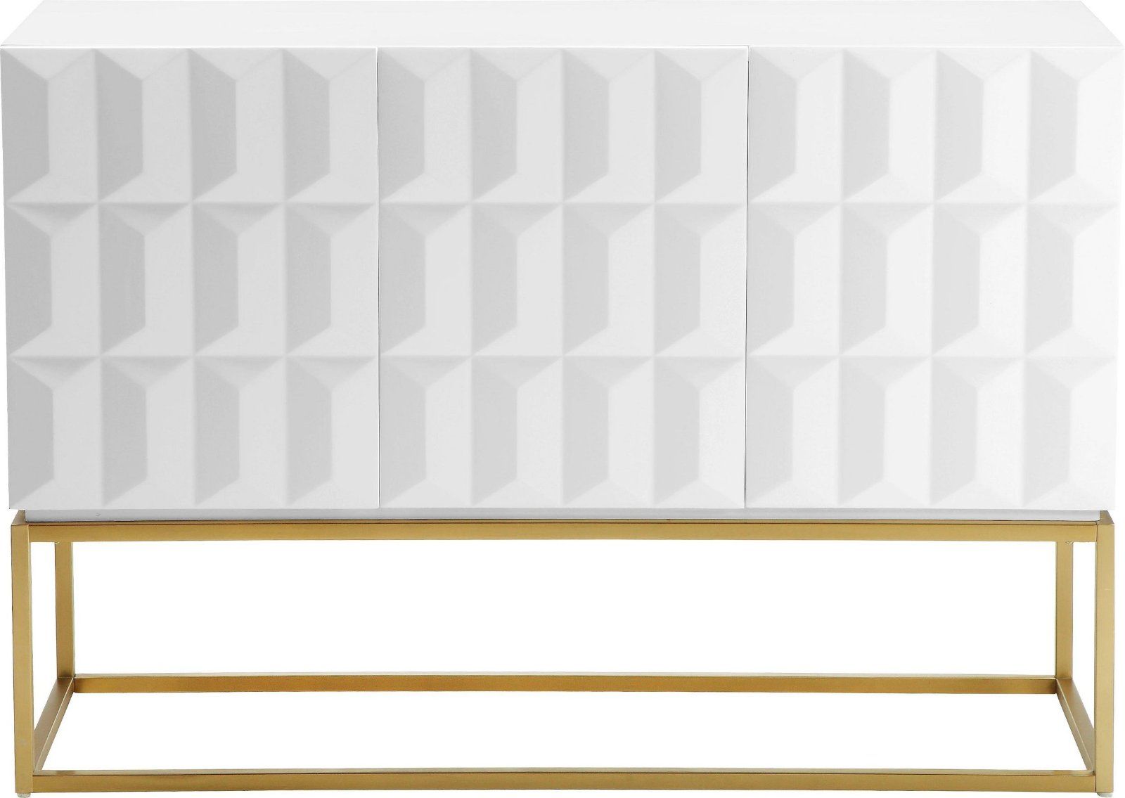 Sideboard »Alais« 3D-Optik weiß und goldfarbenem Metallgestell