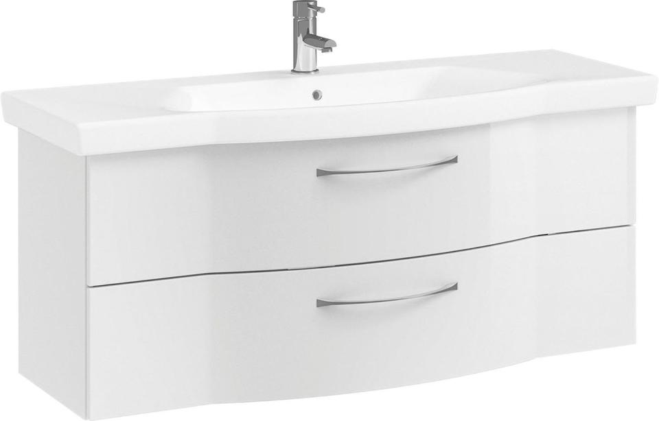 Badmöbel-Set 6005 Sprint mit LED 122 cm breit Weiß Hochglanz