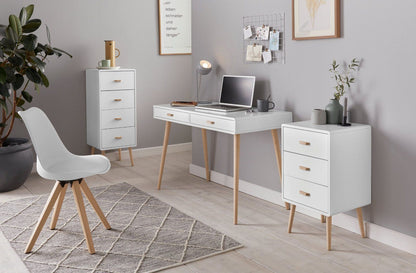 andas Schreibtisch Mino,skandinavischem Design, Weiss-Eiche natur