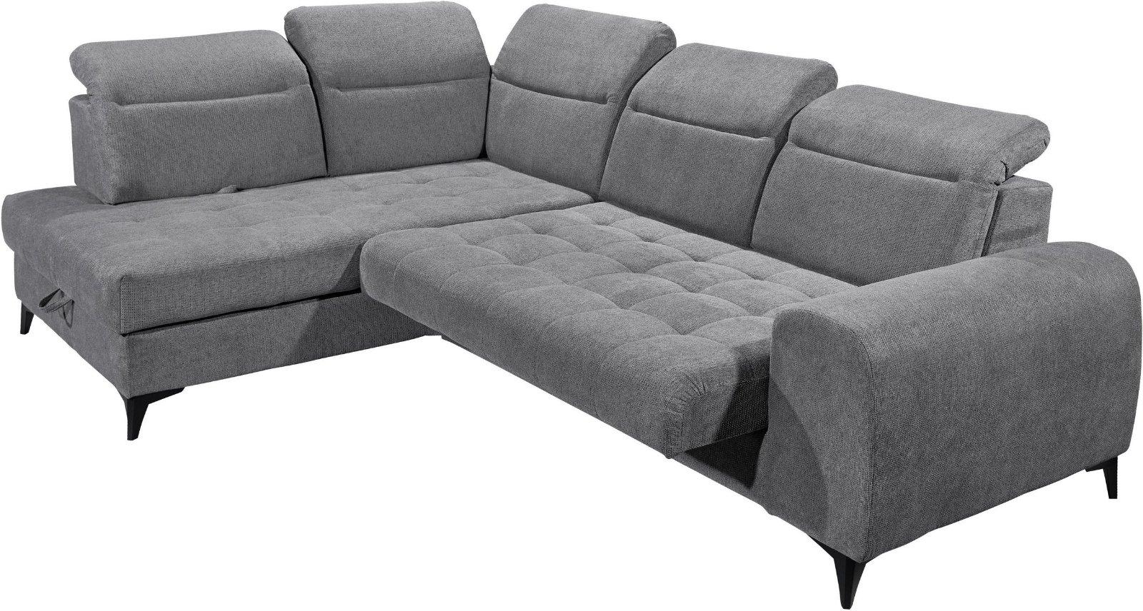 Ecksofa Rockdale, Sitztiefenverstellung, Bettkasten anthrazith