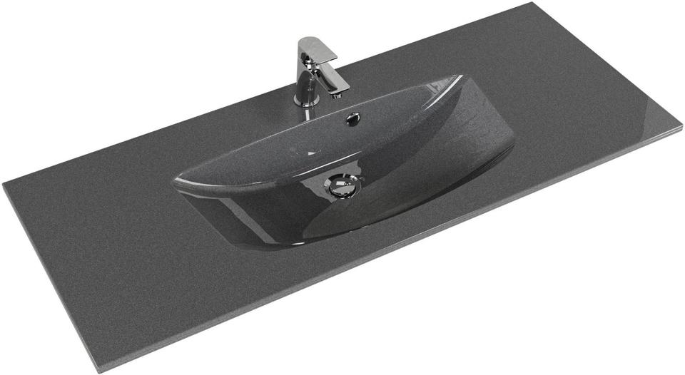 Waschtisch 6025 Mineralmarmor-Waschtisch Quarzgrau Hochglanz