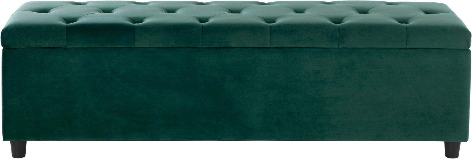 Bettbank Relaxy gesteppt, mit Staufach in grün