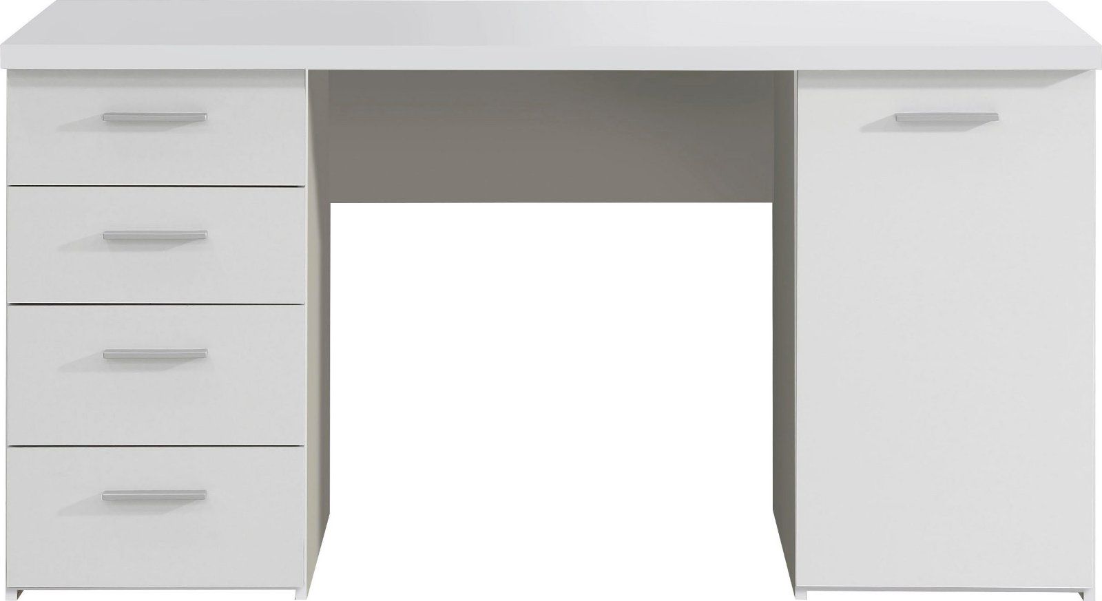 Schreibtisch Netta mit 4 Schubkästen und 1 Tür in weiß
