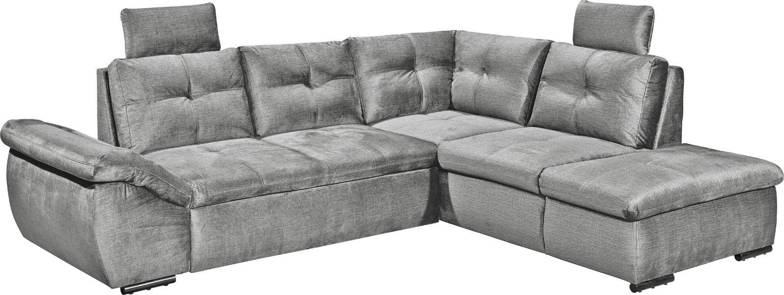 Ecksofas Alija L-Form inkl. Schlaffunktion und Bettkasten grau