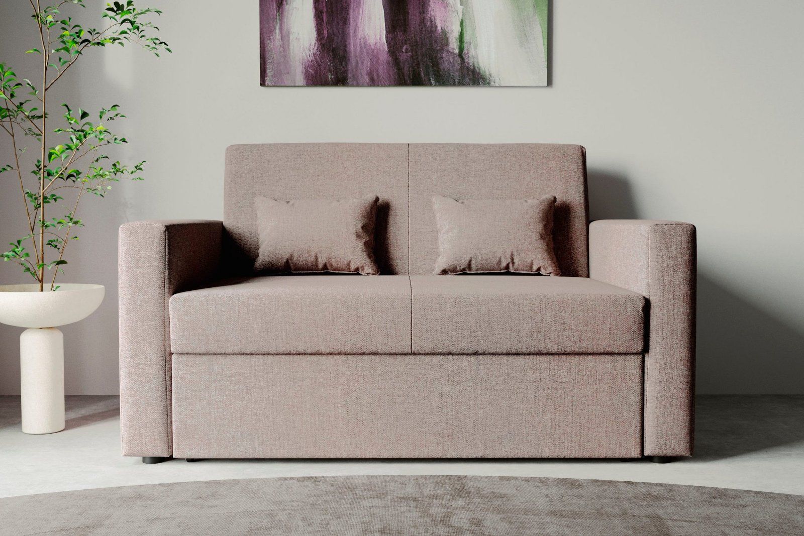 Schlafsofa Ravena mit Bettfunktion, Webstoff beige