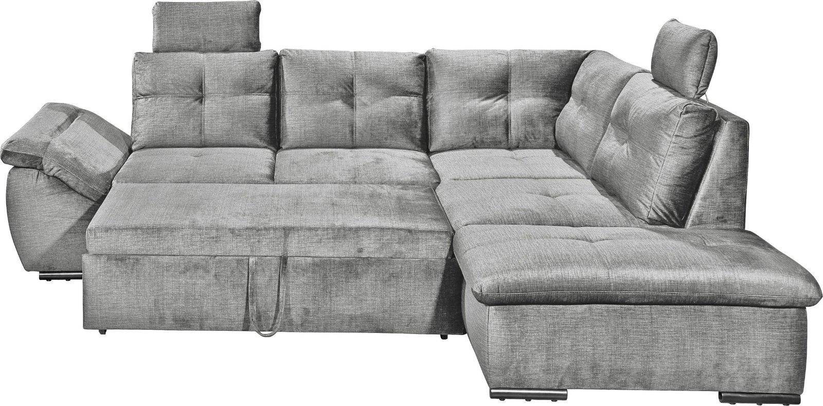 Ecksofas Alija L-Form inkl. Schlaffunktion und Bettkasten grau