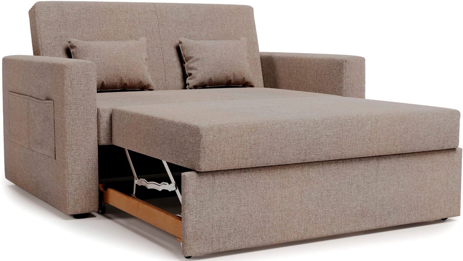 Schlafsofa Ravena mit Bettfunktion, Webstoff beige