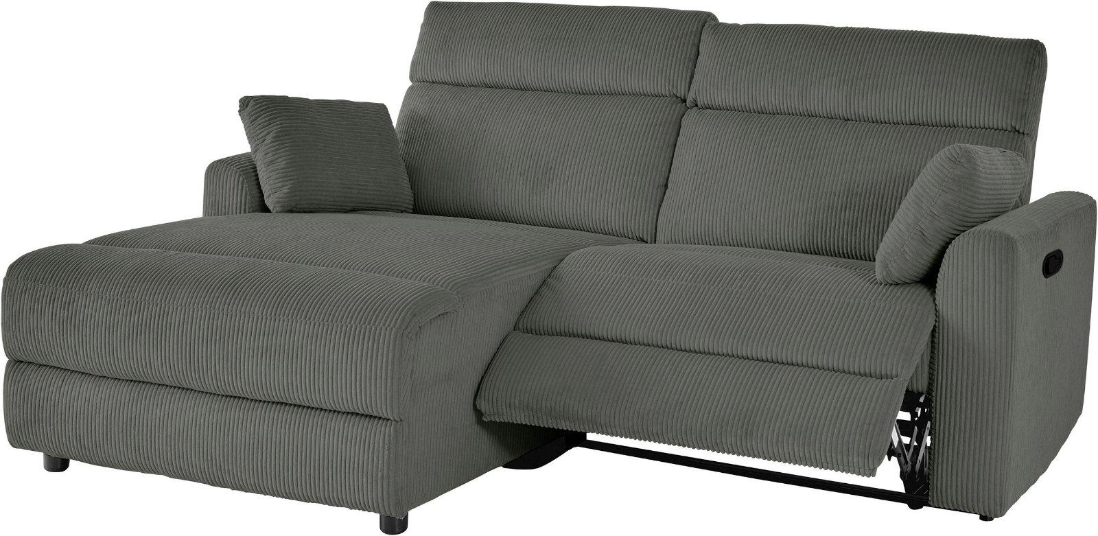 Ecksofa »JENNA« mit Relaxfunktion in anthrazit Federkern, Cord