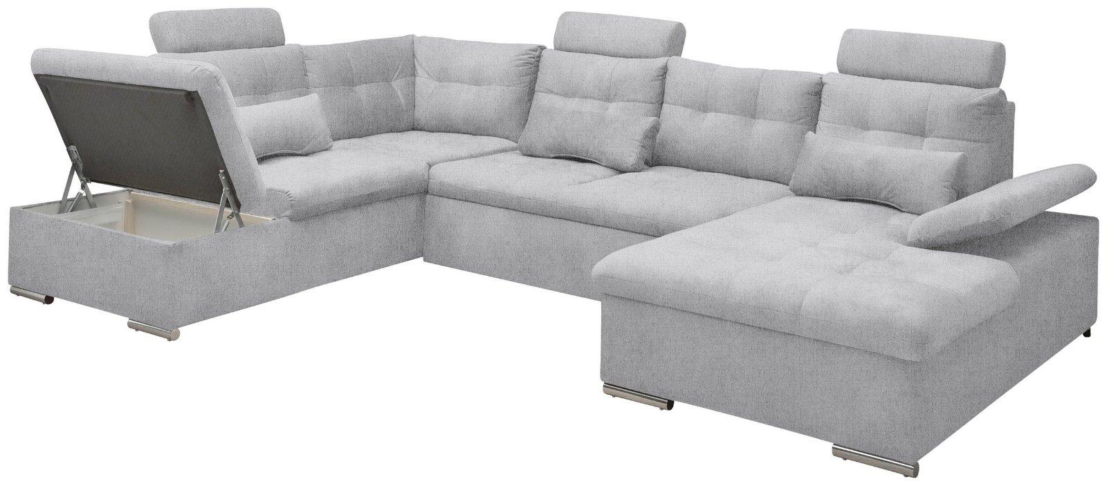 Wohnlandschaft Jakarta U-Form in hellgrau webstoff