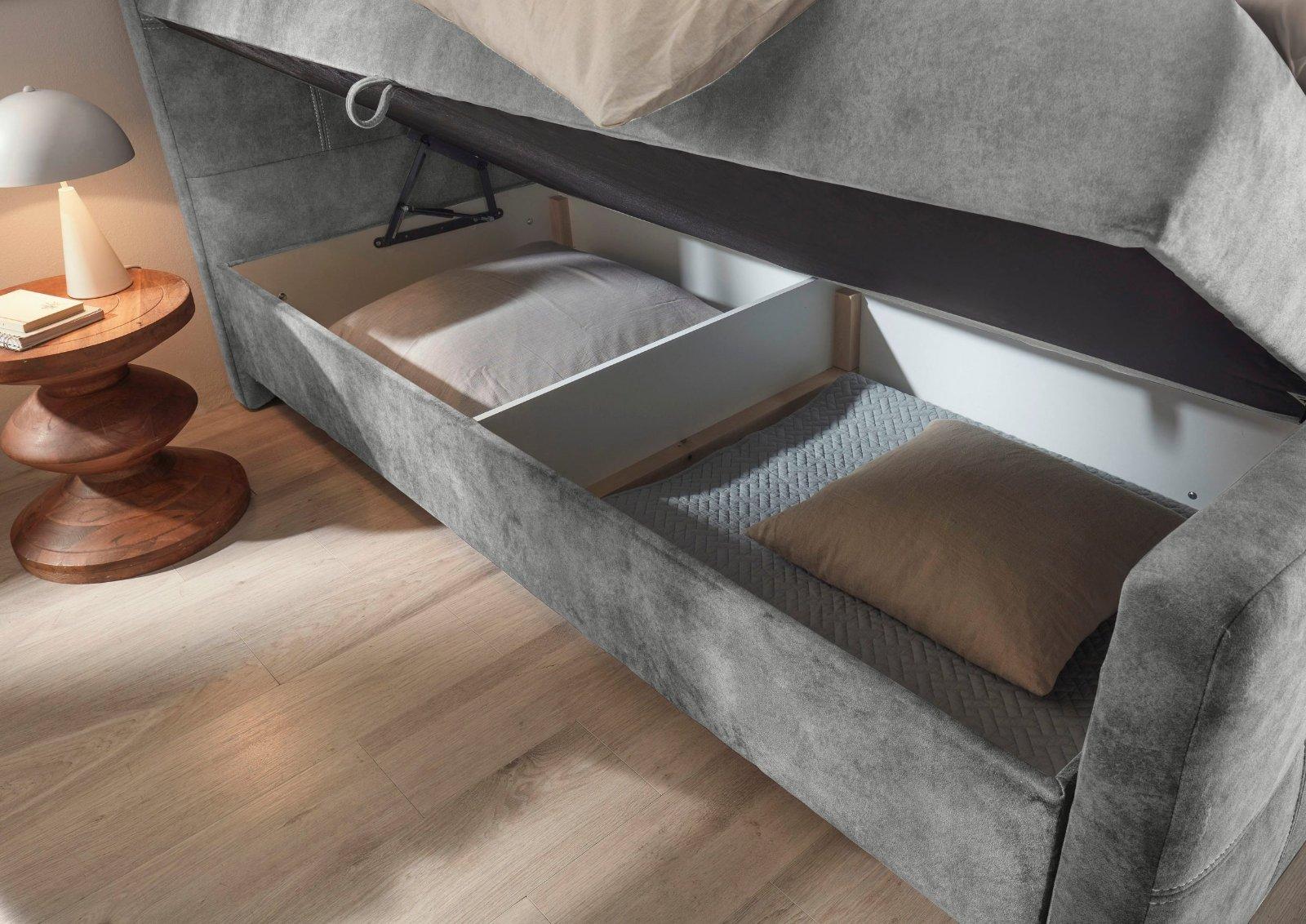 Boxspringbett Valetta, inkl.Topper 180x200cm hellgrau