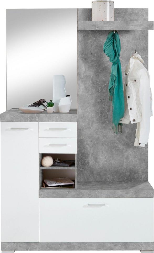 Garderobenschrank »Bristol« in betonfarben/weiß Edelglanz