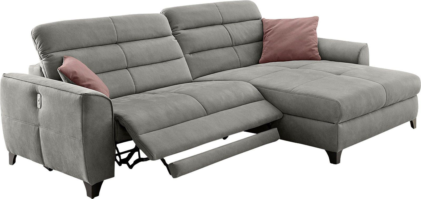 Ecksofa Double One L-Form, 2 x 120cm, elektrische Relaxfunktion, in hellgrau