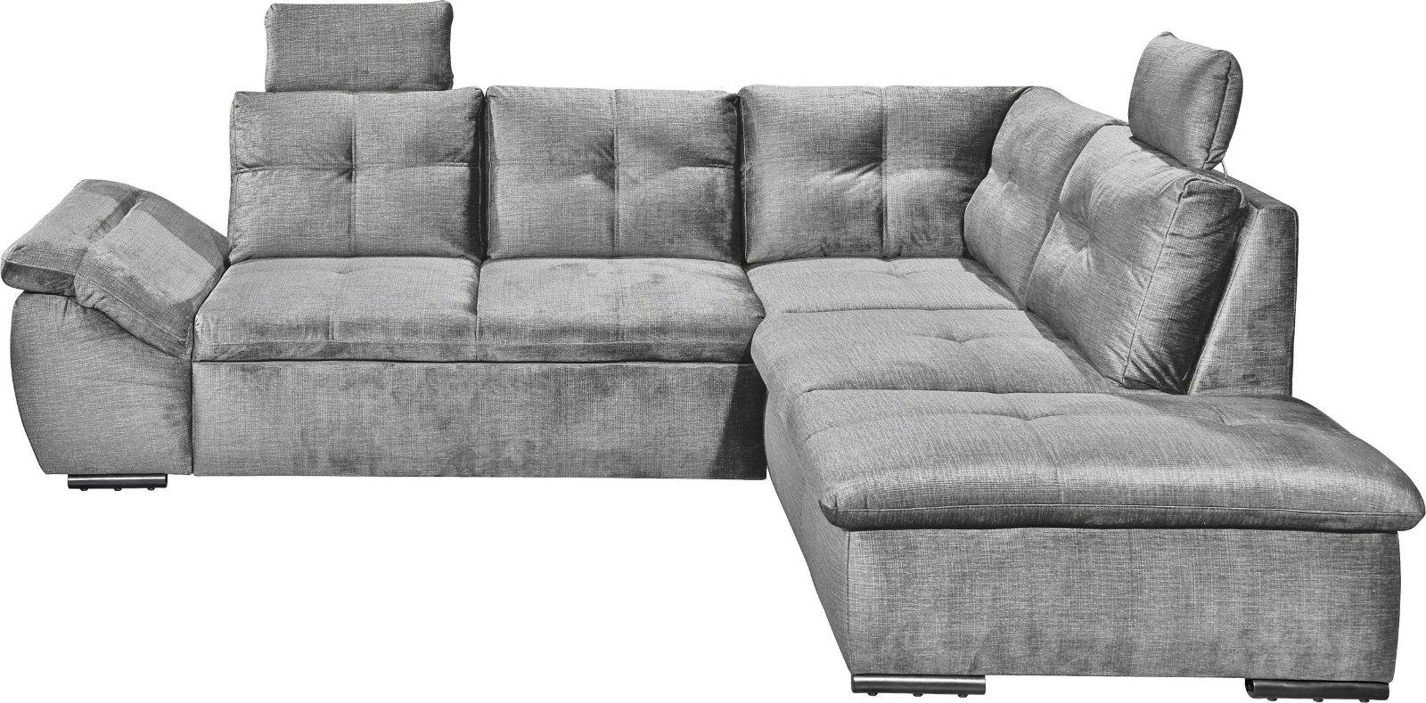 Ecksofas Alija L-Form inkl. Schlaffunktion und Bettkasten grau