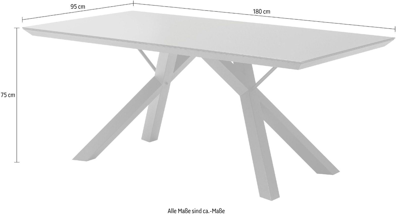 MCA furniture Esstisch Everett, mit Glasplatte 180x95cm