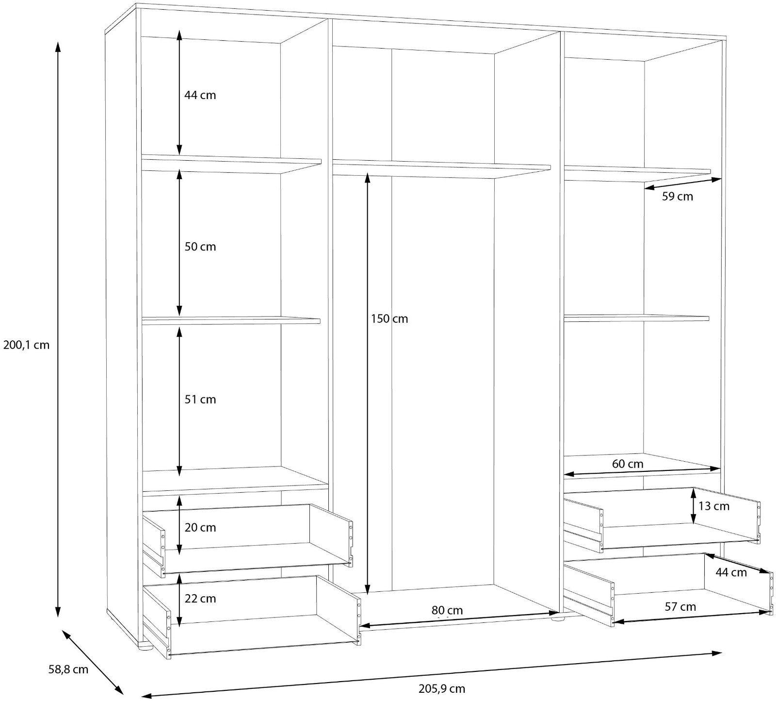 Schrank Mokkaris, 4-türig