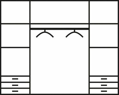 Kleiderschrank Jupiter 4 türig in schwarz/weiß