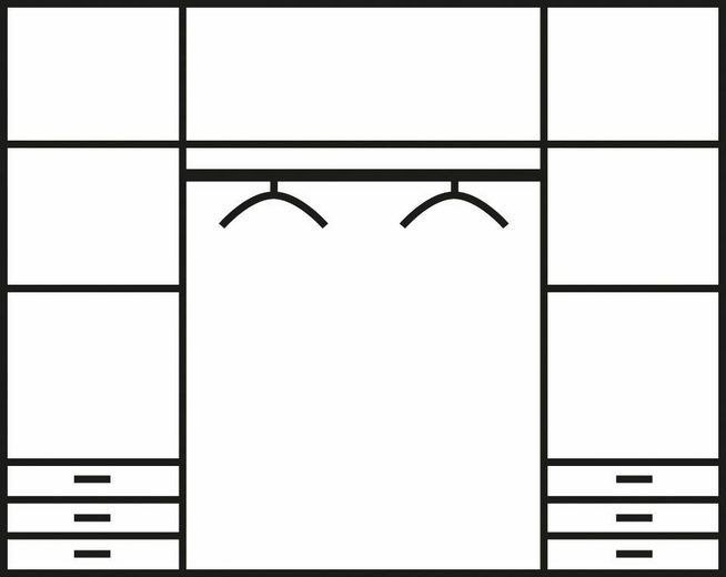 Kleiderschrank Jupiter 4 türig in schwarz/weiß