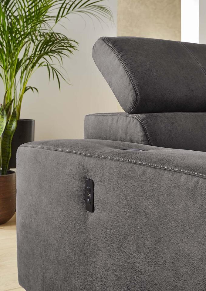 Ecksofa »Le Mans« mit elektr.Sitztiefenverstellung 30cm anthrazit