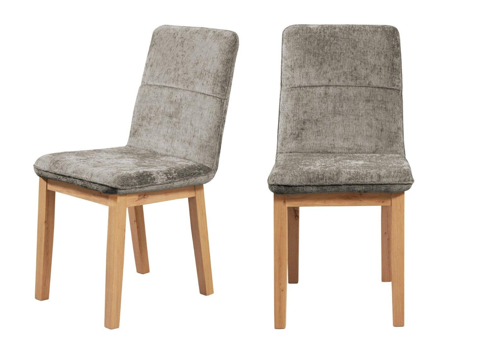 Stuhl-Set 4 Stück Louise aus massiver Eiche in Silver Lining