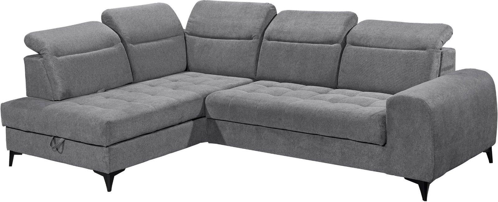 Ecksofa Rockdale, Sitztiefenverstellung, Bettkasten anthrazith