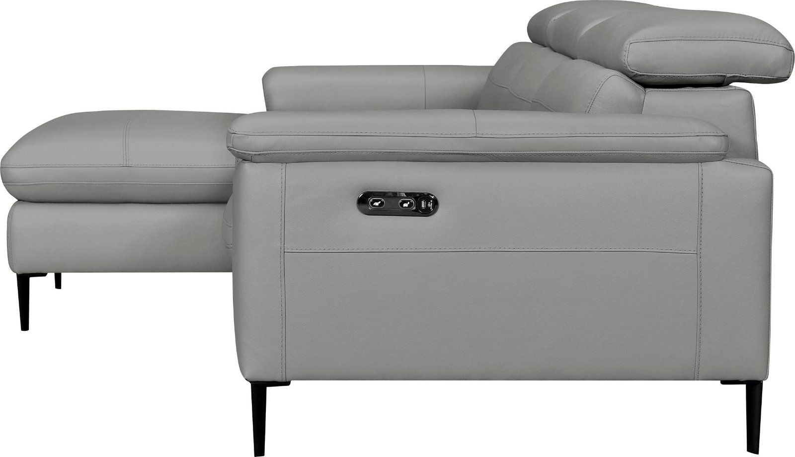 Ecksofa Sacramento elektrische Relaxfunktion Leder dunkelgrau