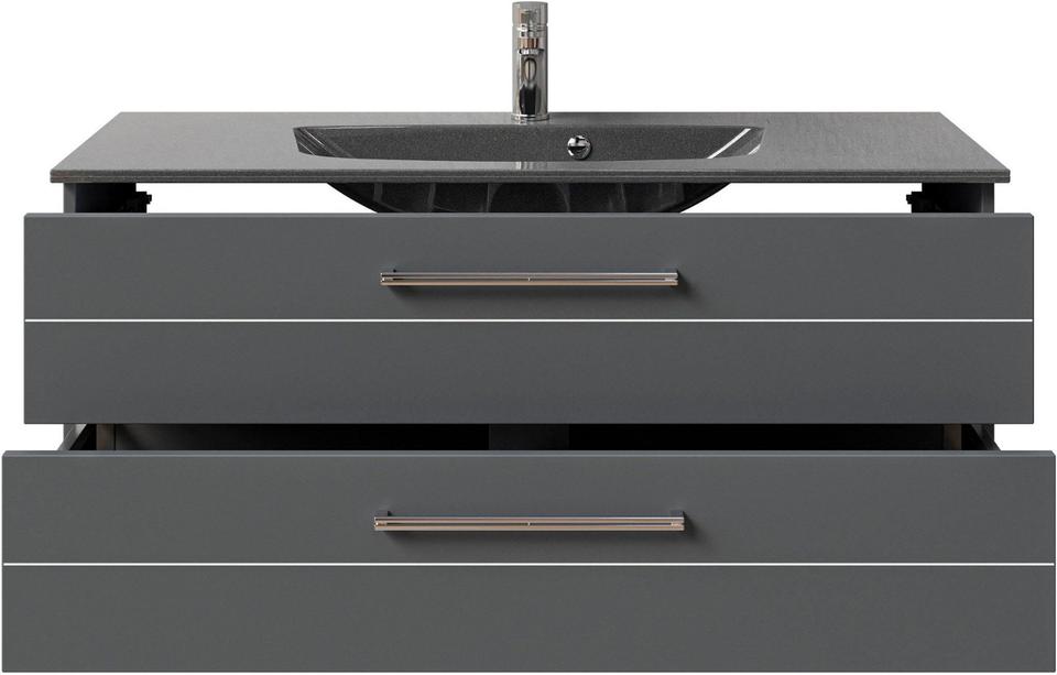 Waschtisch 6025 Mineralmarmor-Waschtisch Quarzgrau Hochglanz