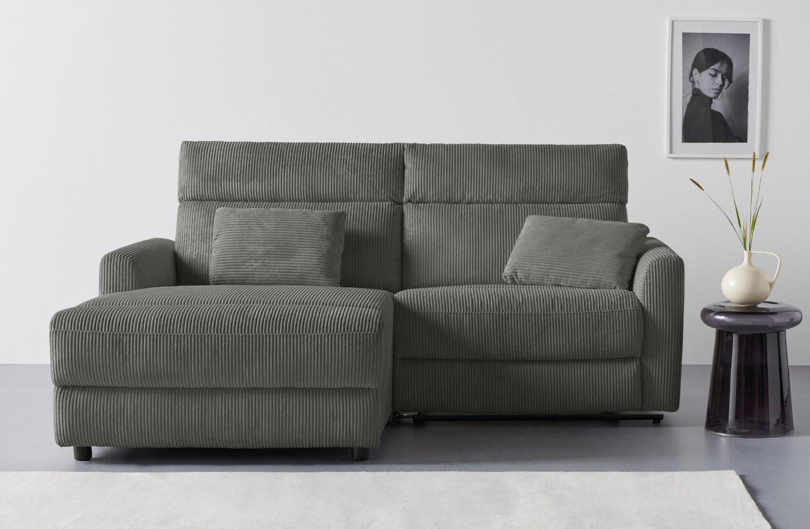 Ecksofa »JENNA« mit Relaxfunktion in anthrazit Federkern, Cord