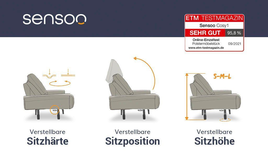 Sensoo Ecksofa »Cosy1« in naturel sambia und Luxus-Mikrofaser Bezug