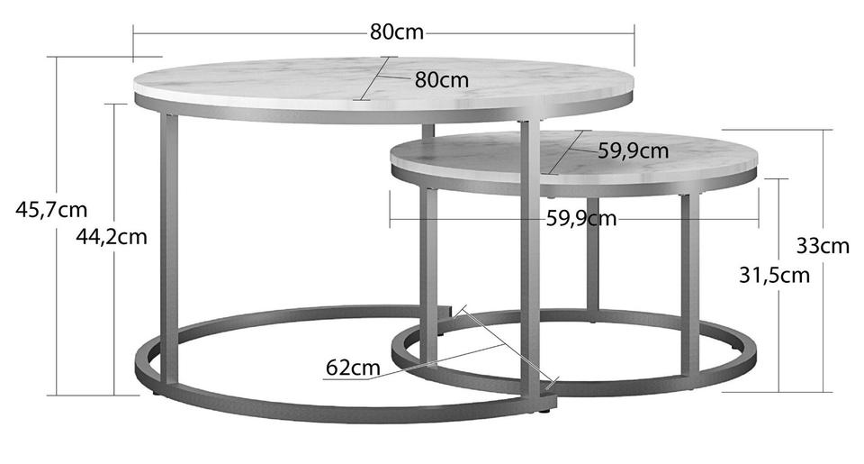 Couchtisch »Amelia« Set 2 tlg. bronzefarbenes Gestell