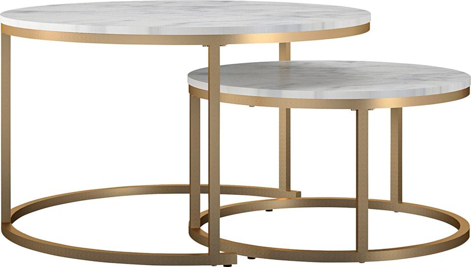 Couchtisch »Amelia« Set 2 tlg. bronzefarbenes Gestell