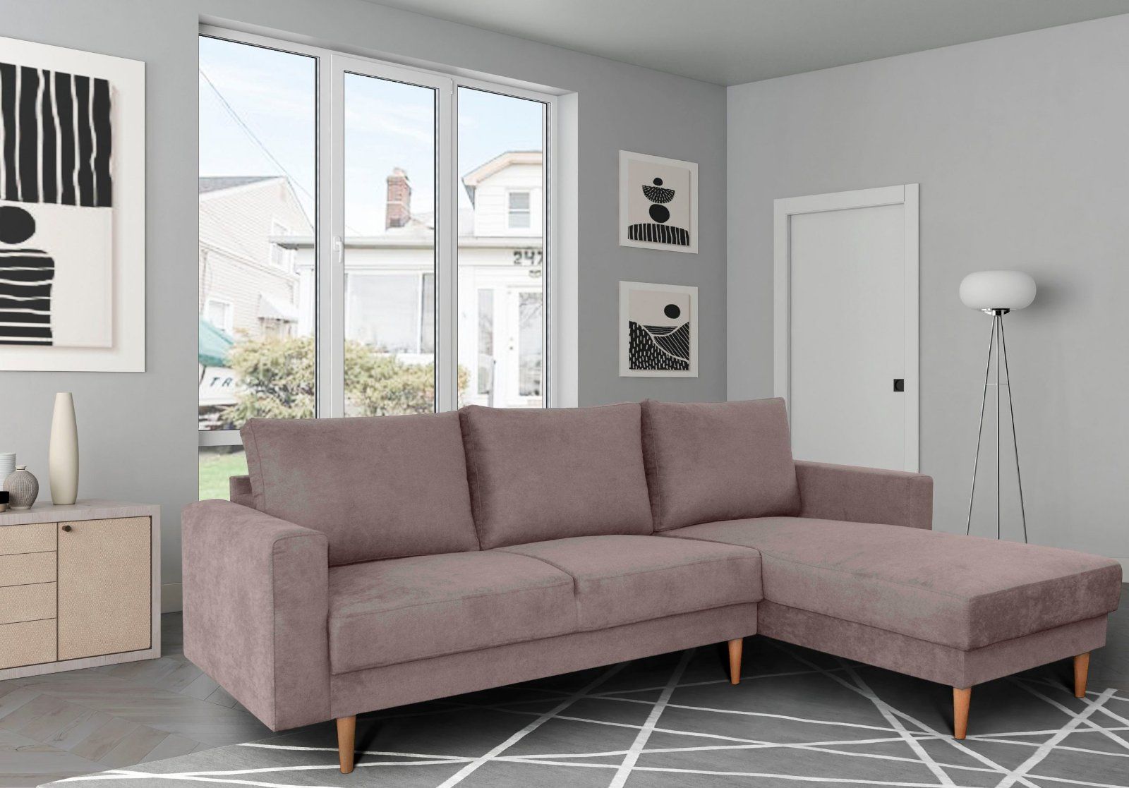 GEPADE Ecksofa Fabio, L-Form, beidseitig montierbar, Farbe: Taupe