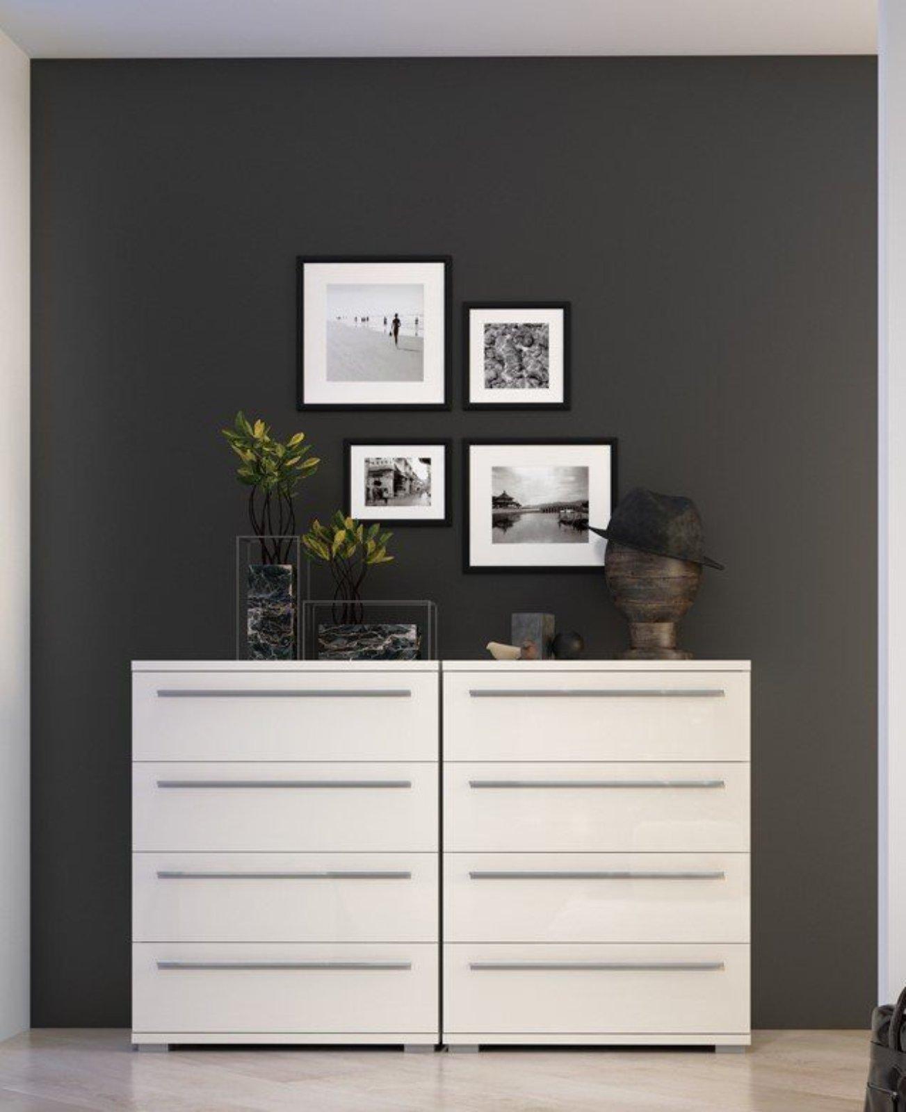 Schubladenkommode Piano, beige Hochglanz