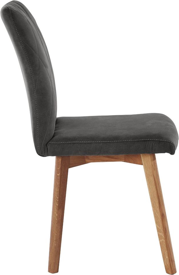 Esszimmerstuhl »Brest« 2er-Set Microfaser - Eiche Massivholz