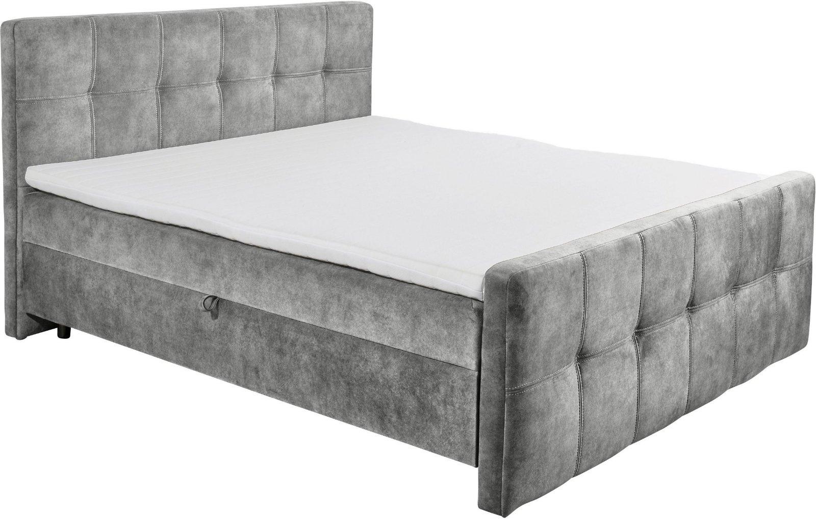 Boxspringbett Valetta, inkl.Topper 180x200cm hellgrau
