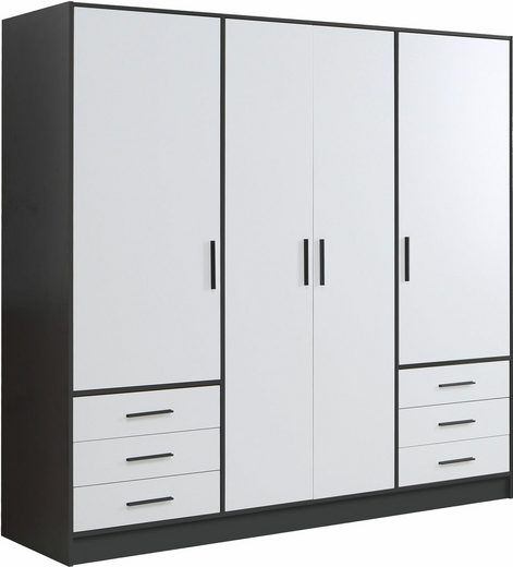 Kleiderschrank Jupiter 4 türig in schwarz/weiß