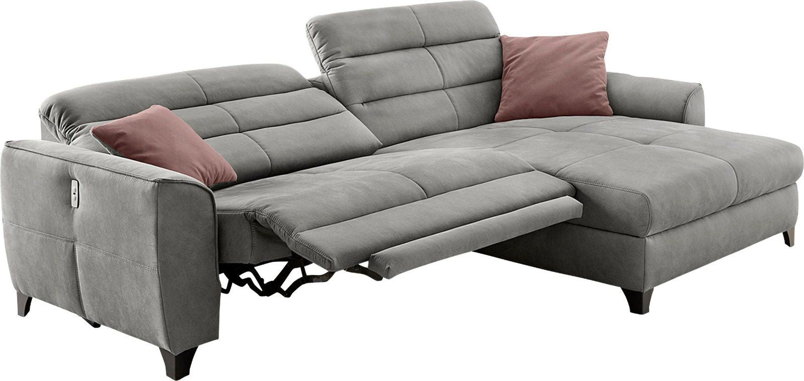 Ecksofa Double One L-Form, 2 x 120cm, elektrische Relaxfunktion, in hellgrau